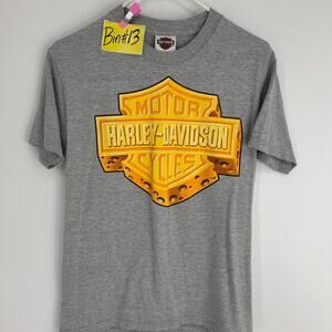 Harley Davidson Grey and Yellow T-shirt Size Small